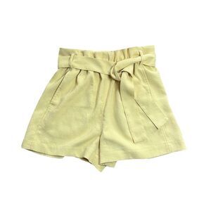 Wilfred Womens Yellow Pleated Front Pockets‎ Belted Paperbag Shorts Size 10